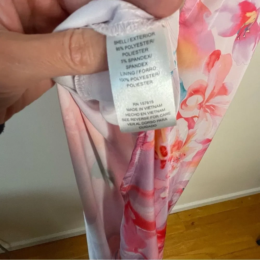 Nicole Miller Floral Dress Maxi Slip Long Sleeveless Satin Silky New Pink Small - Picture 13 of 14